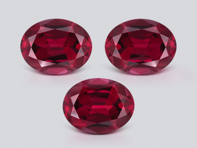 Set of rhodolite garnets oval cut 6.58 carats, Madagascar photo