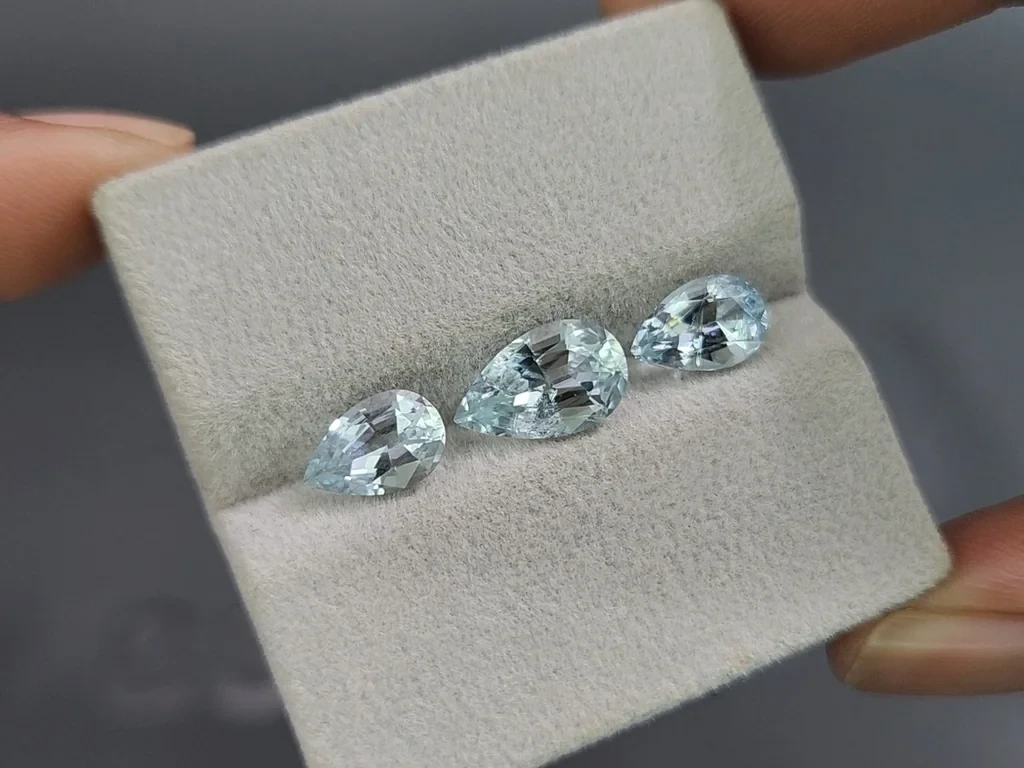 Set of aquamarines pear cut 4.07 carats, Madagascar Image №5