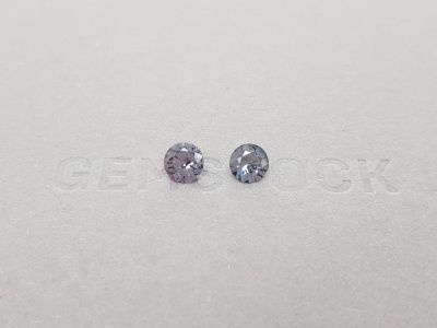 Pair of round cut steel spinels 1.36 ct, Burma photo