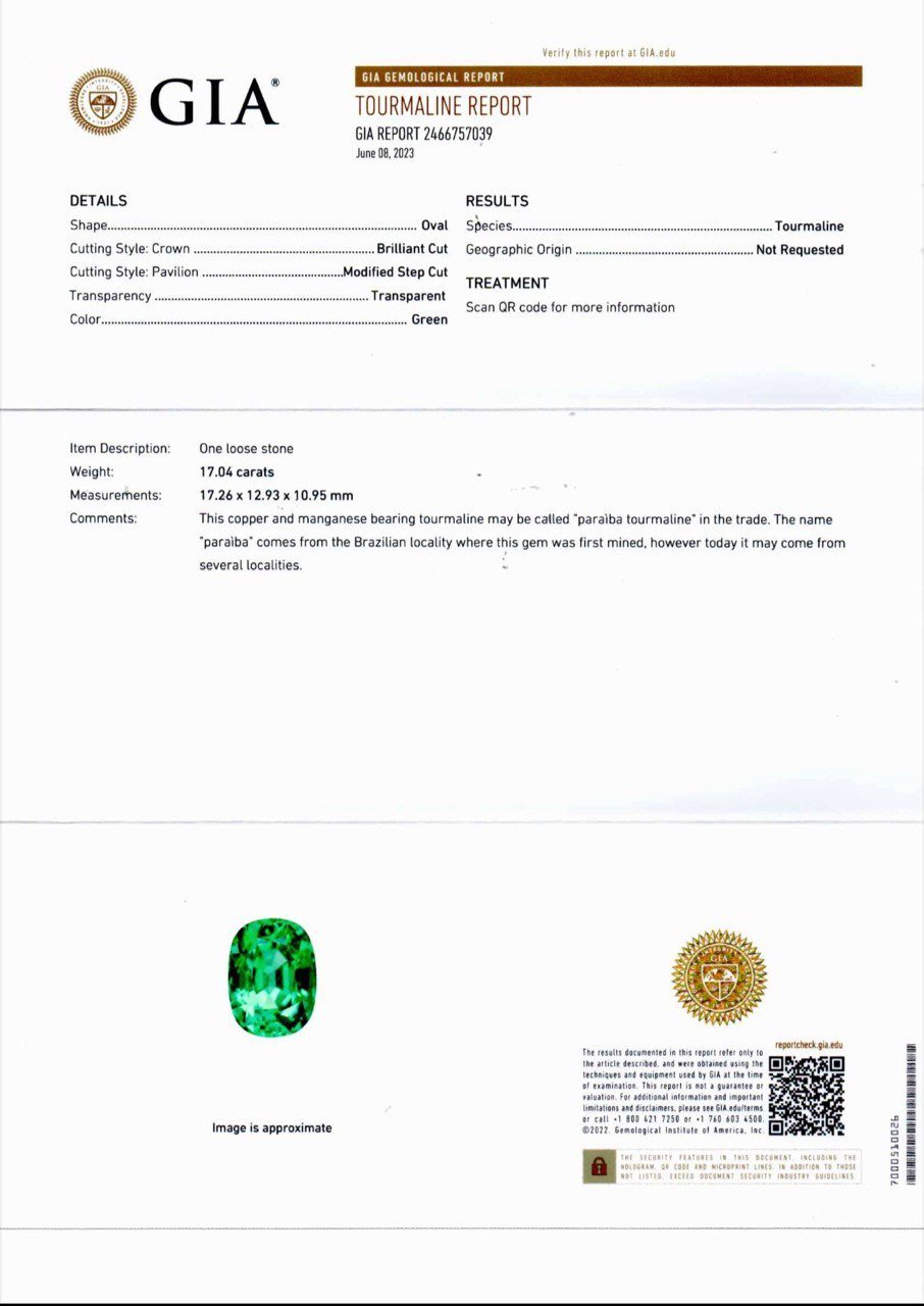 Rare neon green tourmaline Paraiba 17.04 ct from Mozambique Image №5