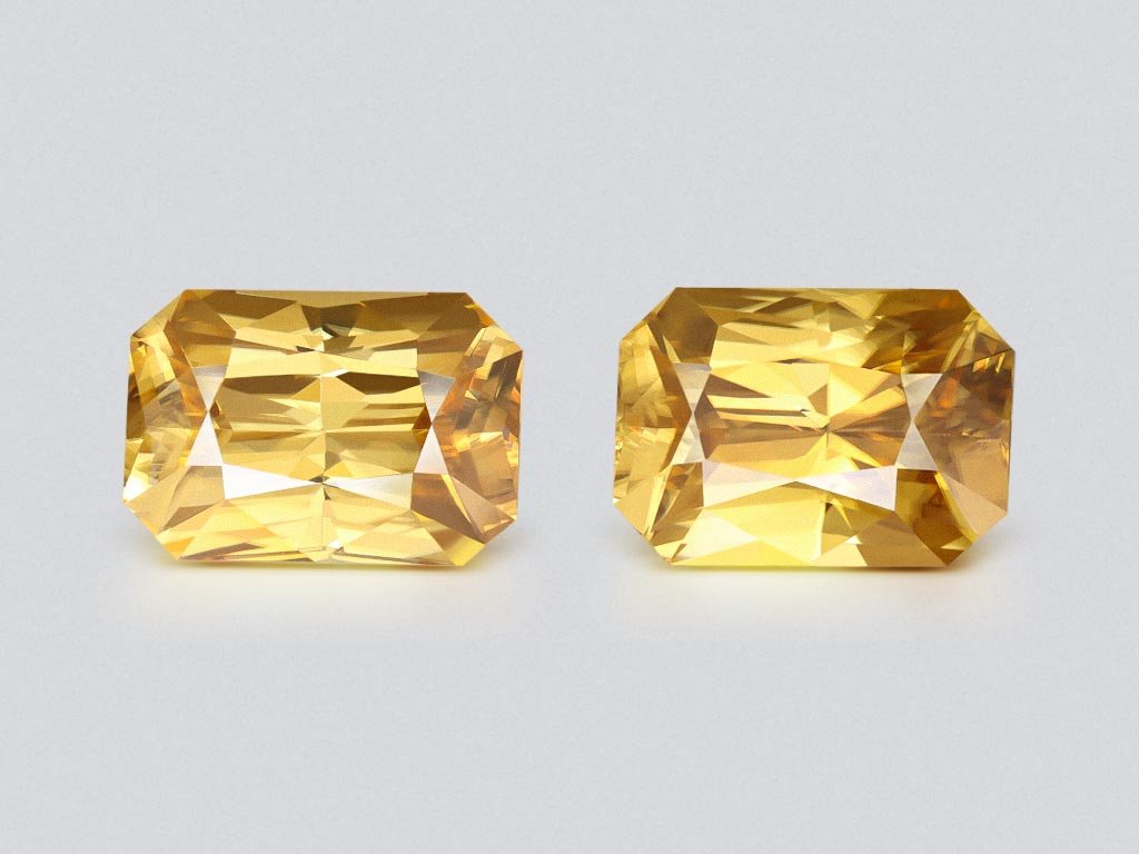 Pair of large "Golden yellow" zircons 20.83 carats in radiant cut, Sri Lanka Image №1