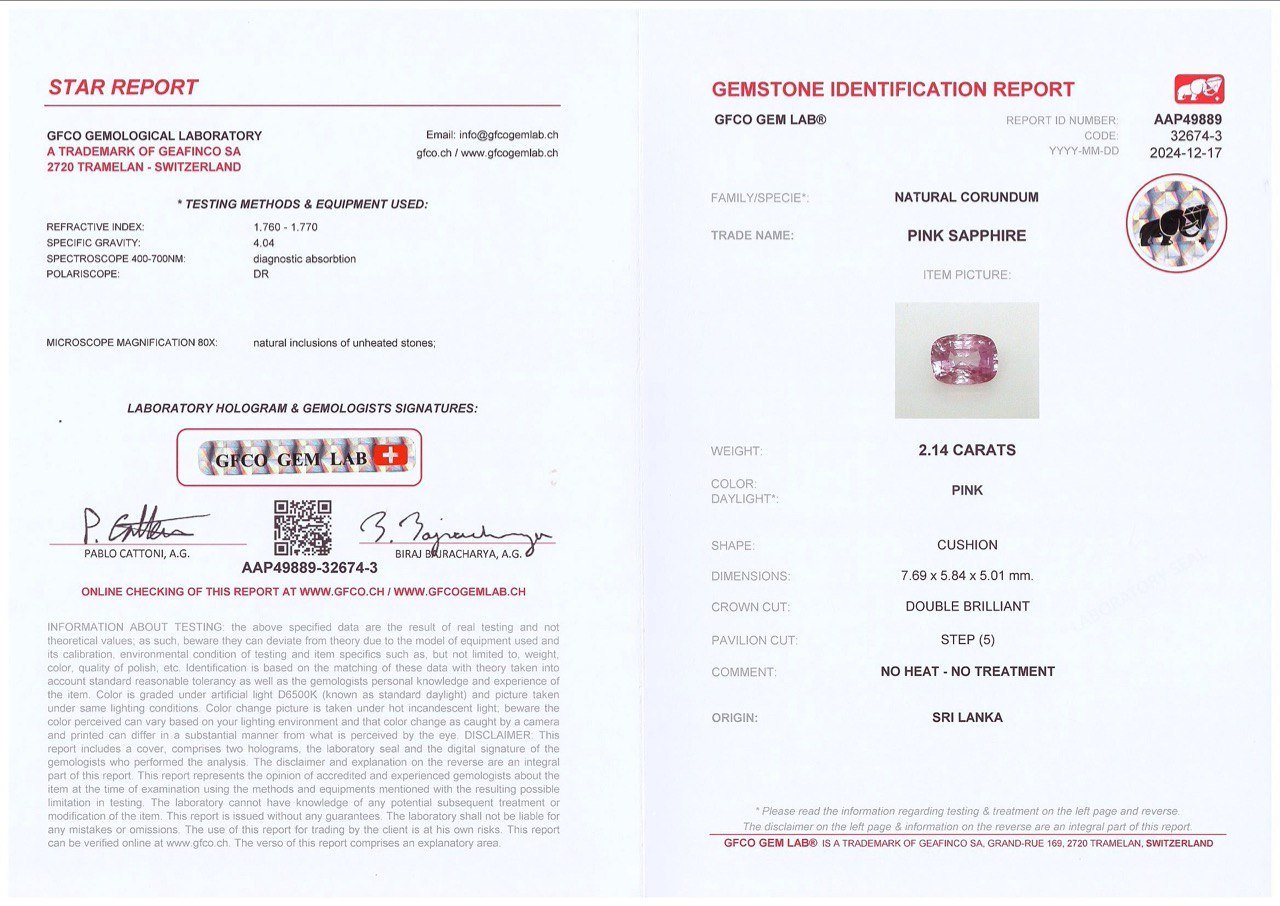 Unheated pink sapphire in cushion cut 2.14 carats, Sri Lanka Image №6