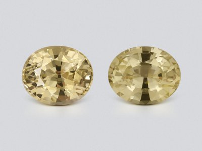 Pair of unheated yellow sapphires oval cut 1.63 carats, Sri Lanka photo