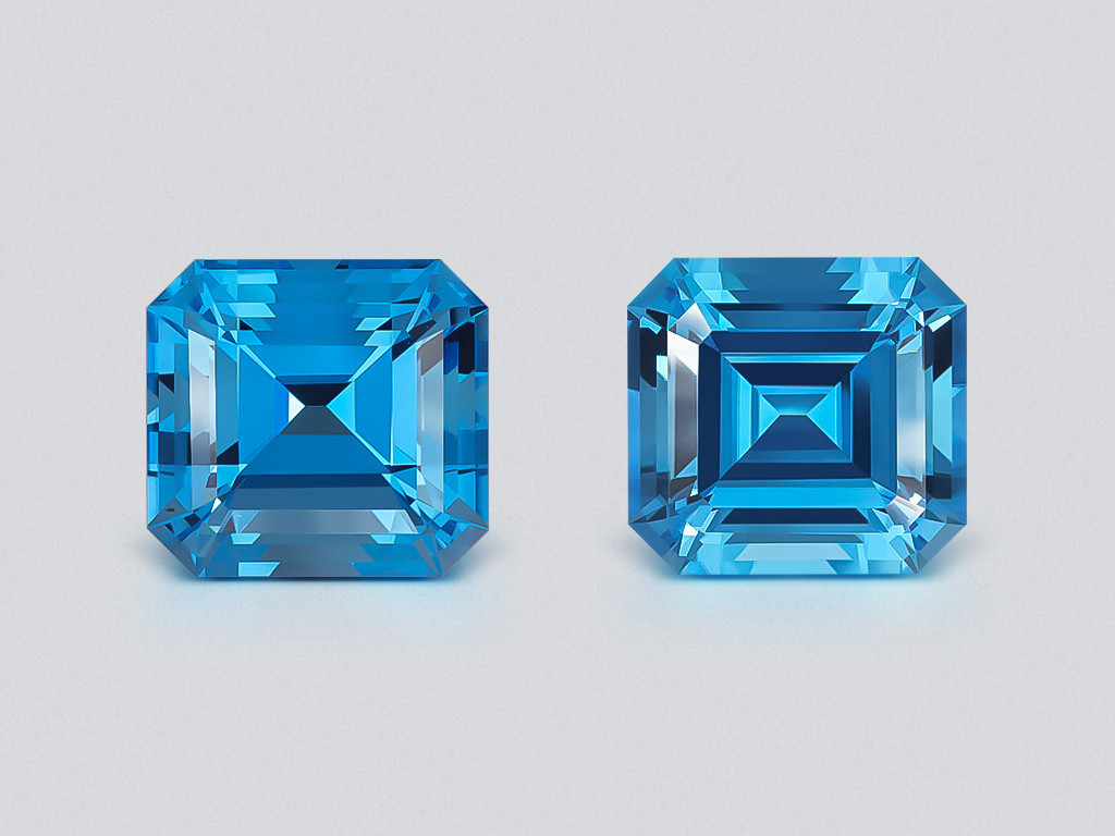 Pair of topaz Swiss Blue octagon cut 34.29 carats, Brazil Image №1