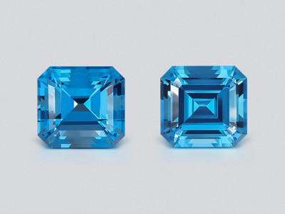 Pair of topaz Swiss Blue octagon cut 34.29 carats, Brazil photo