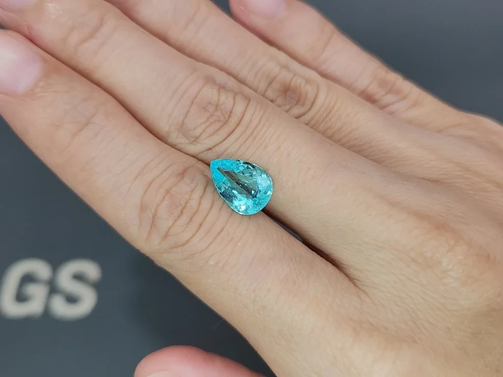 Neon blue tourmaline Paraiba pear cut 2.64 carats, Africa Image №2