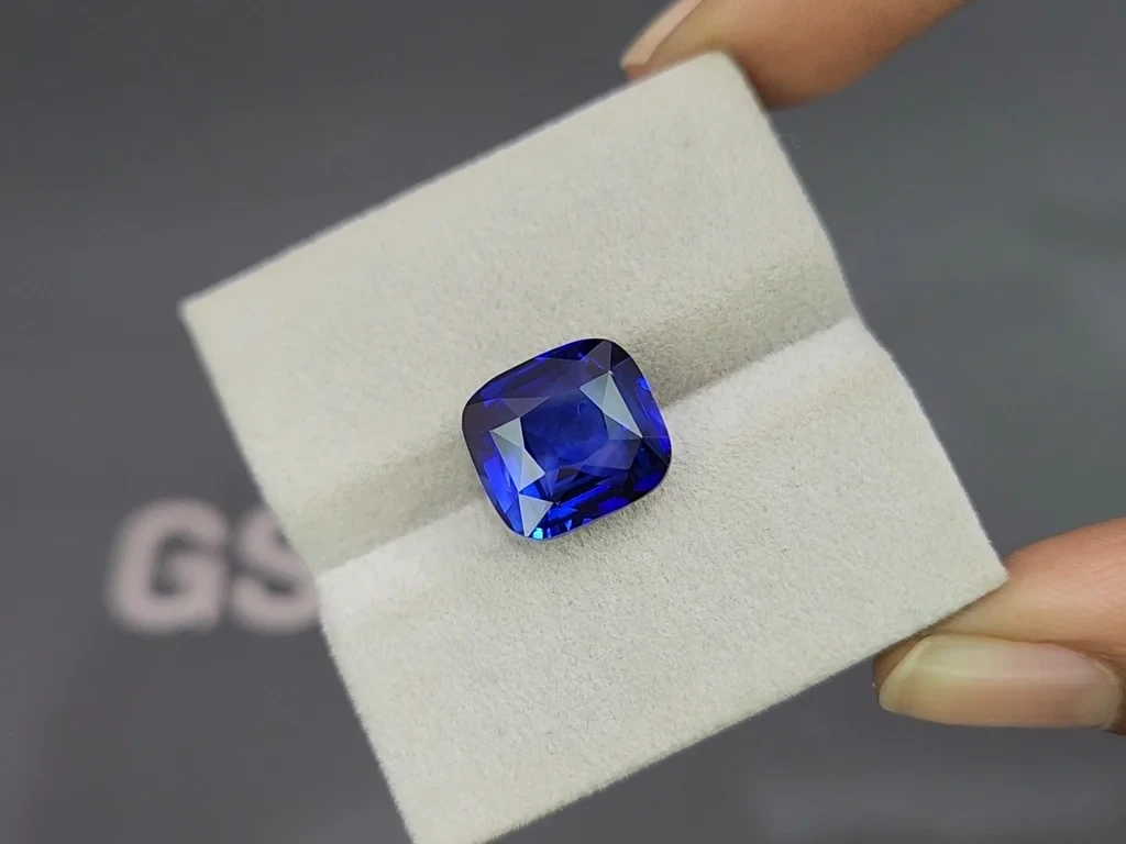 Large sapphire Royal Blue cushion cut 10.10 carats, Sri Lanka Image №4