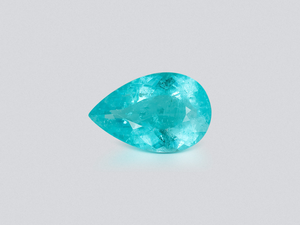 Neon Paraiba tourmaline greenish blue pear cut 3.58 carats, Mozambique  Image №1