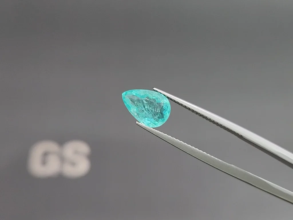 Neon blue Paraiba tourmaline in pear cut 1.84 carats, Mozambique Image №3