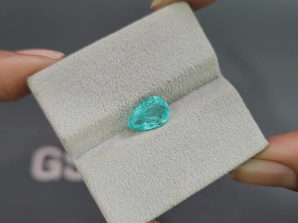 Neon blue Paraiba tourmaline in pear cut 1.84 carats, Mozambique Image №4