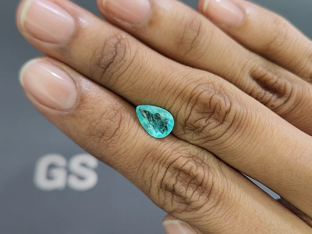 Neon blue Paraiba tourmaline in pear cut 1.84 carats, Mozambique Image №2