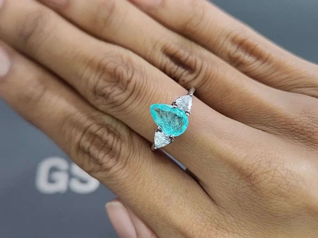 Neon blue Paraiba tourmaline in pear cut 1.84 carats, Mozambique Image №5