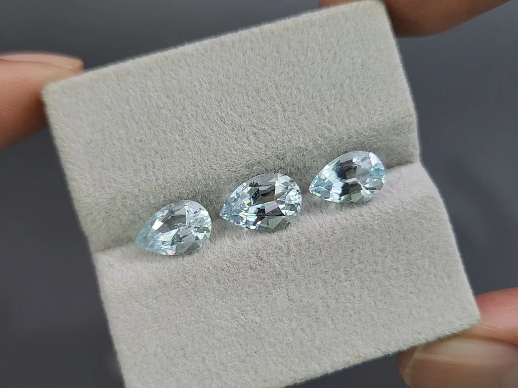 Set of aquamarines pear cut 3.90 carats, Madagascar Image №5