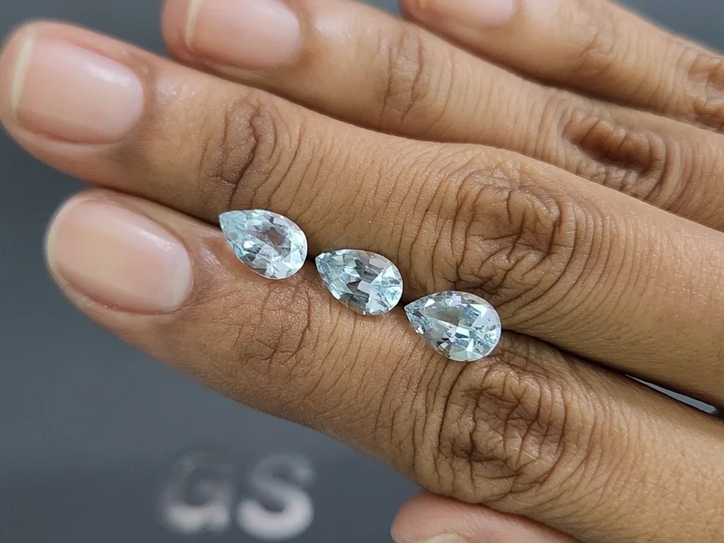 Set of aquamarines pear cut 3.90 carats, Madagascar Image №2