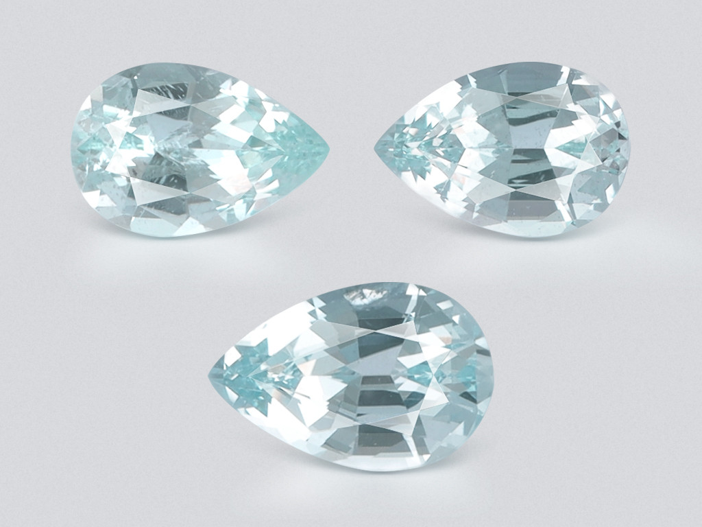 Set of aquamarines pear cut 3.90 carats, Madagascar Image №1