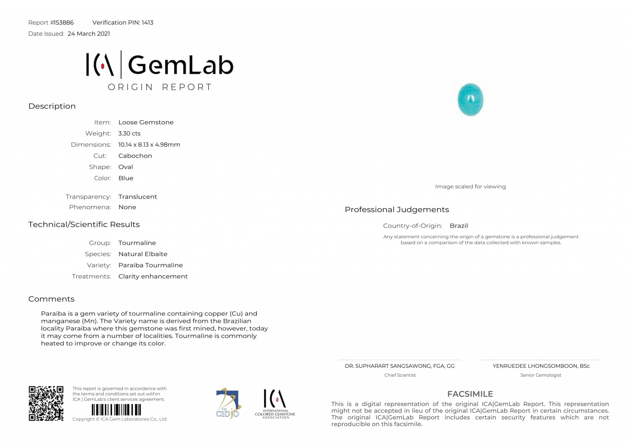 Paraiba tourmaline 3.30 ct, Brazil Image №5