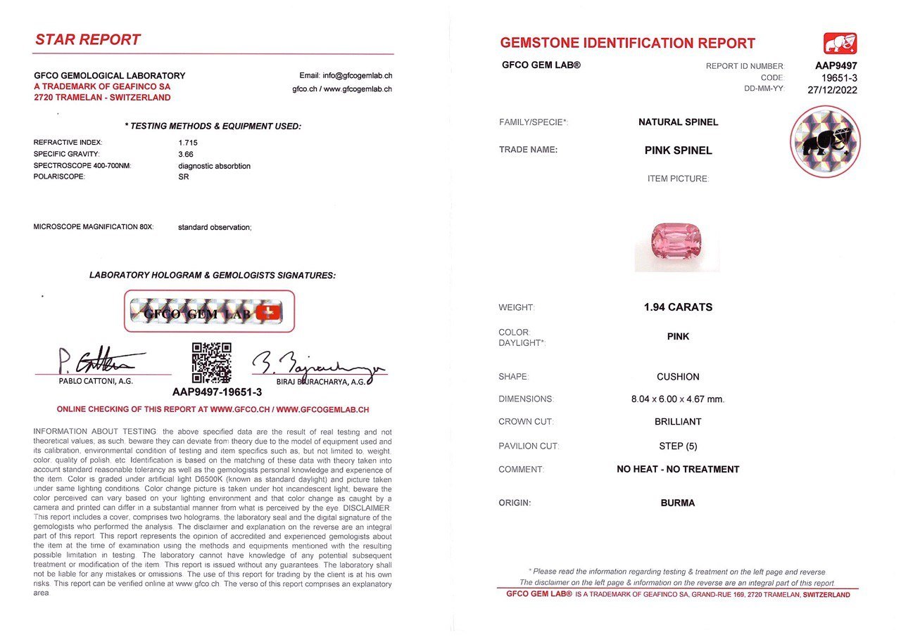 Burmese hot pink spinel 1,94 carats Image №5