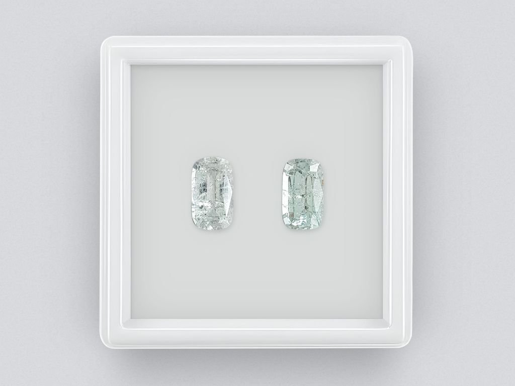 Pair of light blue cushion cut tourmalines 3.14 ct Image №1