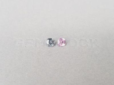 Pair of pink and steel spinel in cushion cut 0.99 ct photo