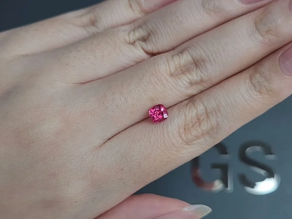 Vivid pink Mahenge spinel in cushion cut 0.82 carats, Tanzania Image №2