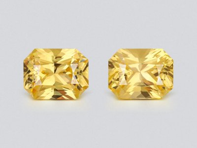 Pair of Vivid Yellow sapphires in radiant cut 2.22 carats, Sri Lanka  photo