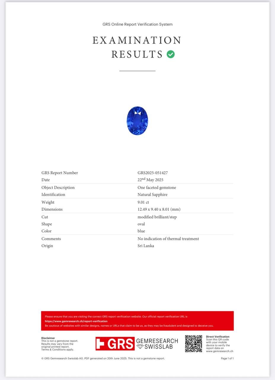 Unheated sapphire Royal Blue oval cut 9.01 carats, Sri Lanka Image №6