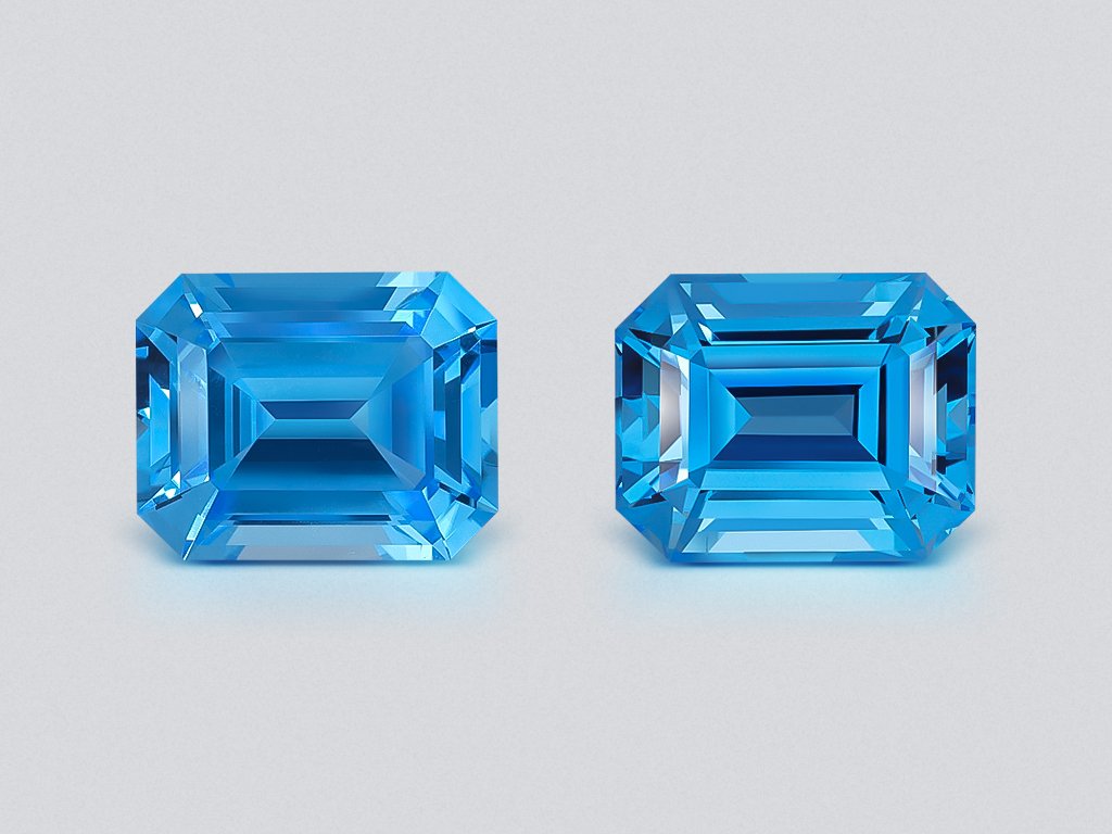Pair of topaz  Swiss Blue octagon cut  29.45 carats, Brazil Image №1