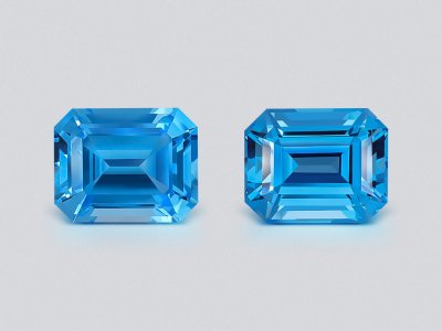 Pair of topaz  Swiss Blue octagon cut  29.45 carats, Brazil photo