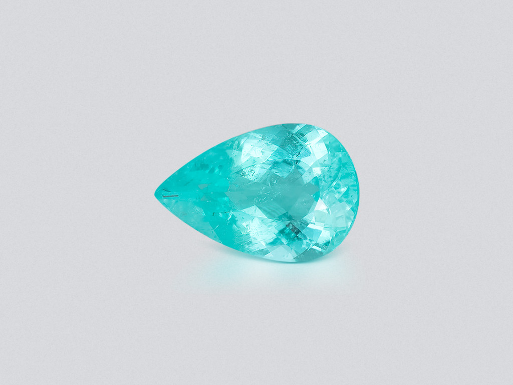 Neon Paraiba tourmaline  greenish blue pear cut 3.36 carats, Mozambique Image №1