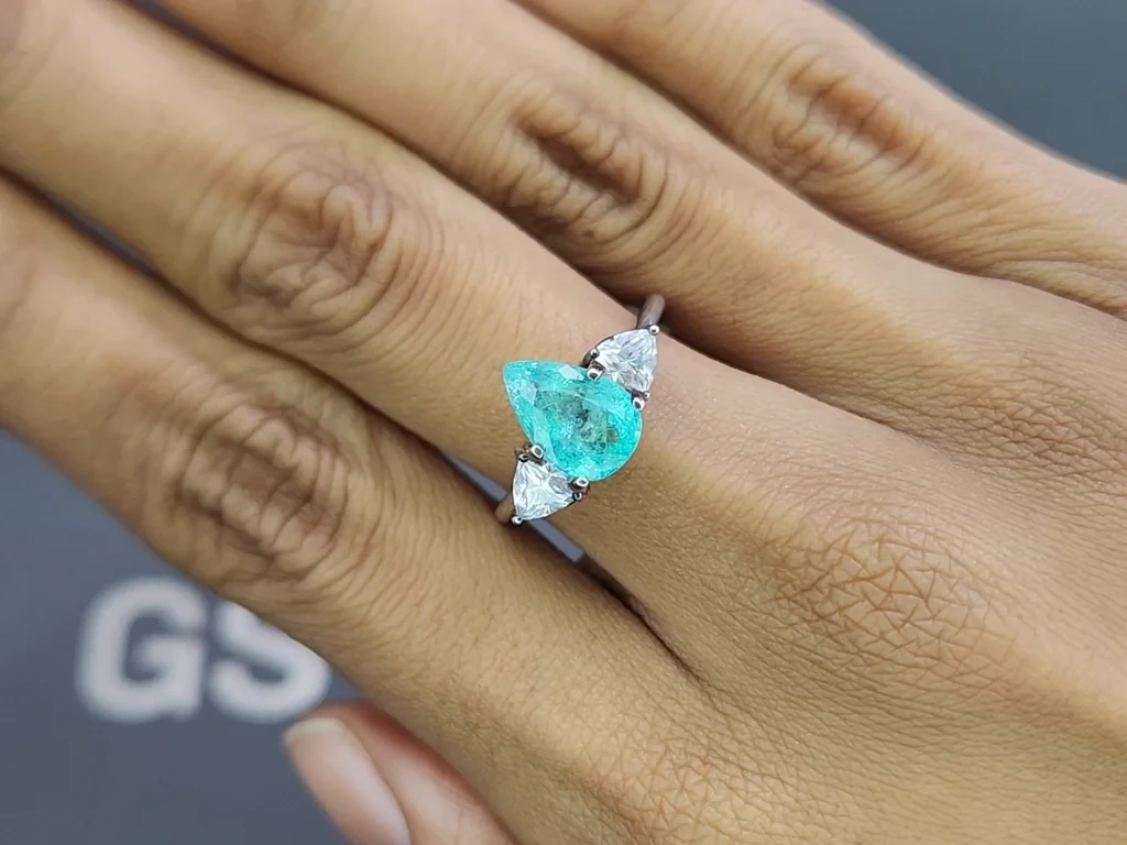 Neon blue Paraiba tourmaline in pear cut 2.78 carats, Mozambique Image №5