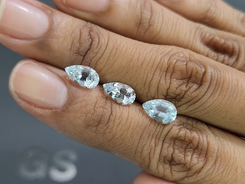 Set of aquamarines pear cut 3.03 carats, Madagascar Image №2