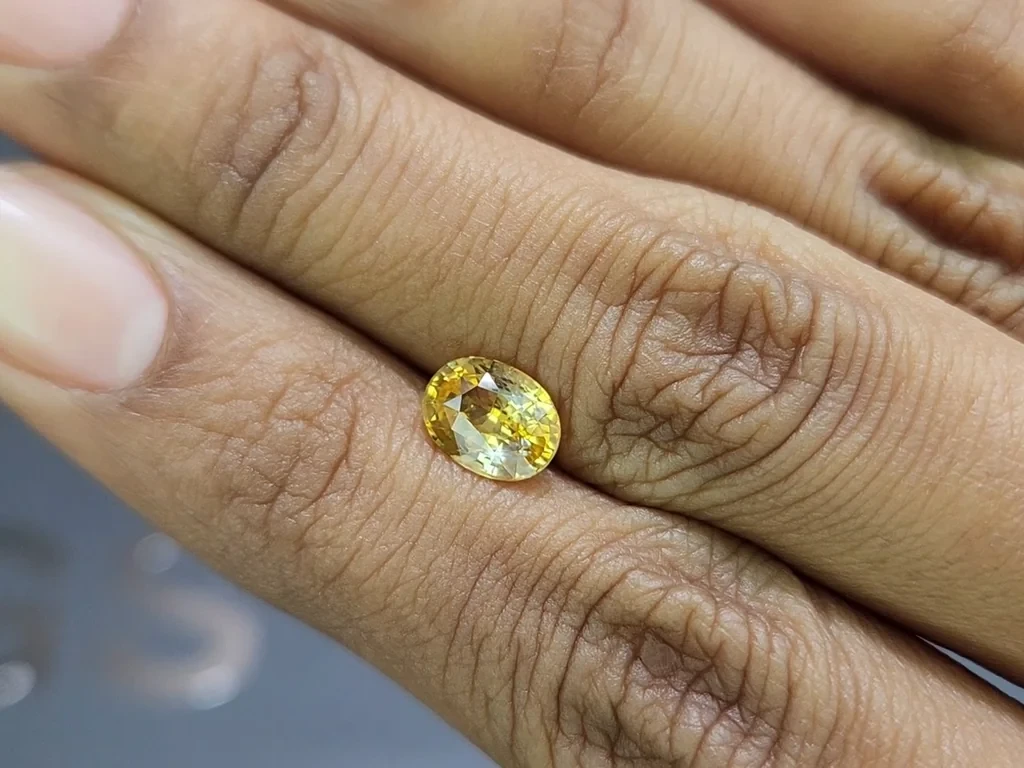 Sapphire Vivid yellow oval cut 1.73 carats, Sri Lanka Image №2