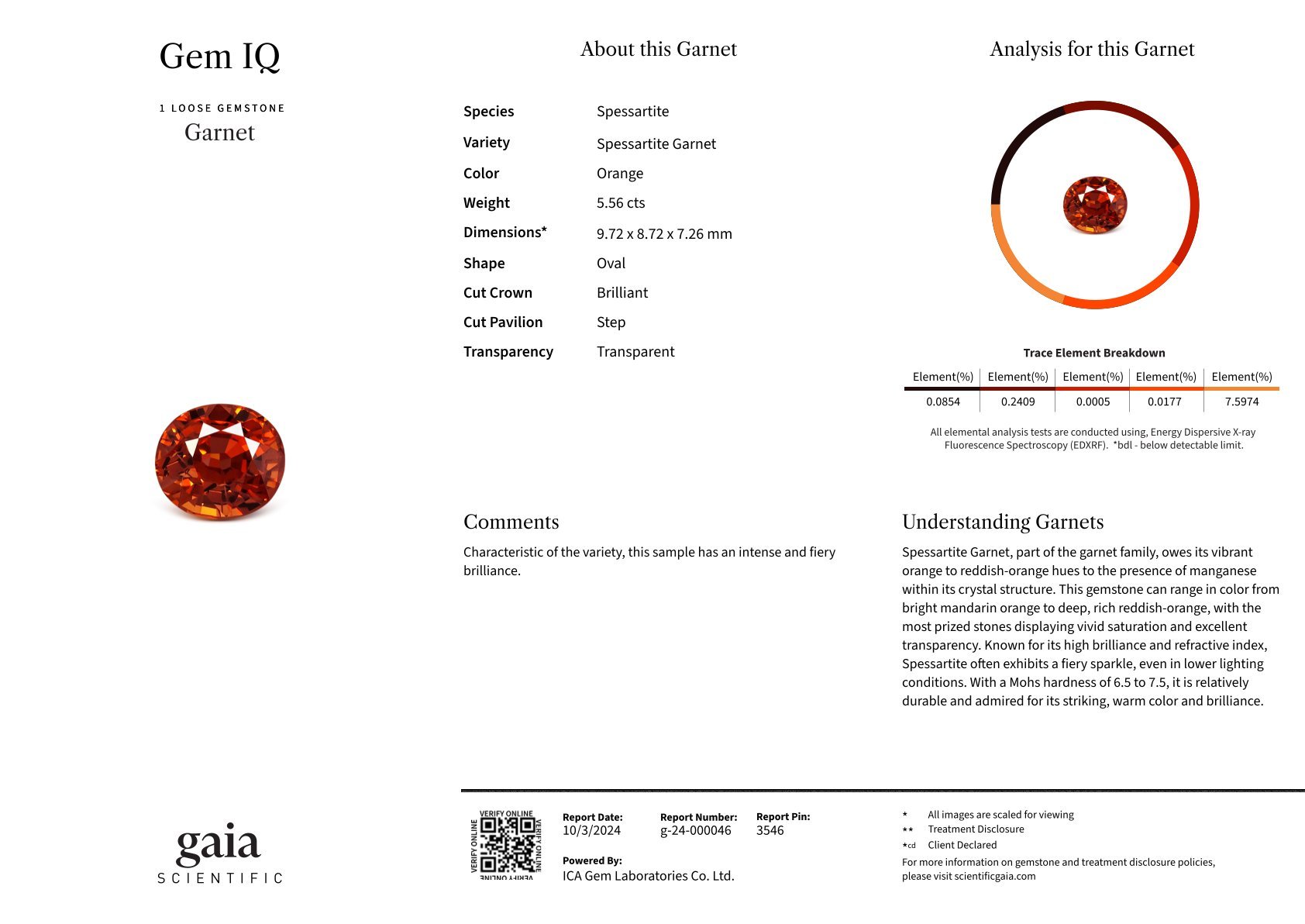 Deep orange oval cut spessartine 5.56 carats  Image №6