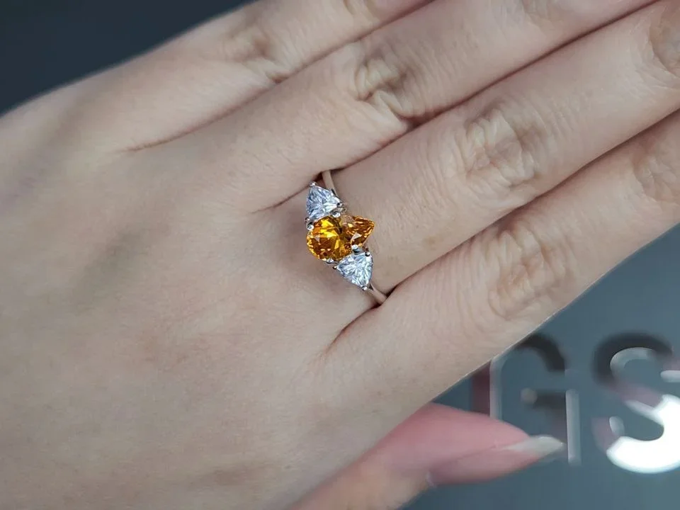 Yellow-orange sapphire in pear cut 1.67 carats, Sri Lanka Image №5