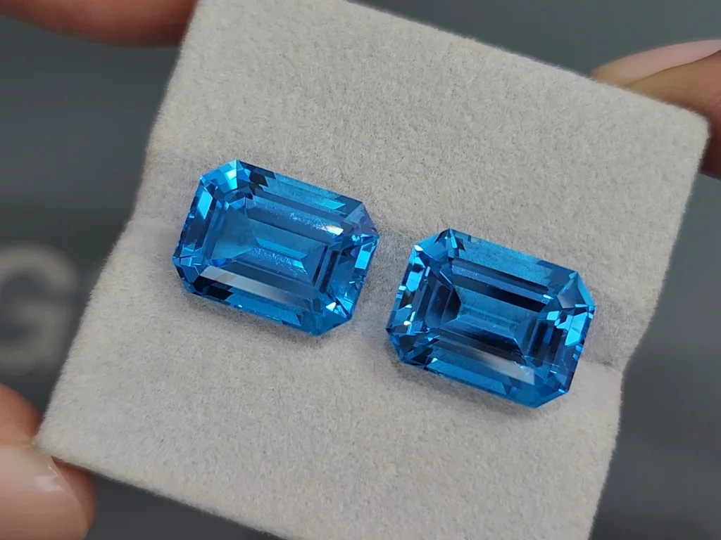 Pair topaz Swiss Blue octagon cut 22.10 carats, Brazil Image №4