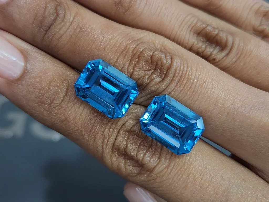 Pair topaz Swiss Blue octagon cut 22.10 carats, Brazil Image №2
