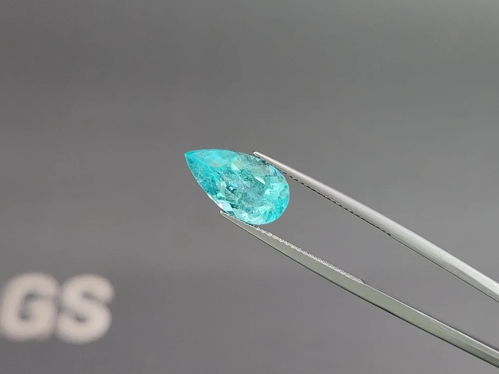 Neon Paraiba tourmaline greenish blue pear cut 3.73 carats, Mozambique Image №3