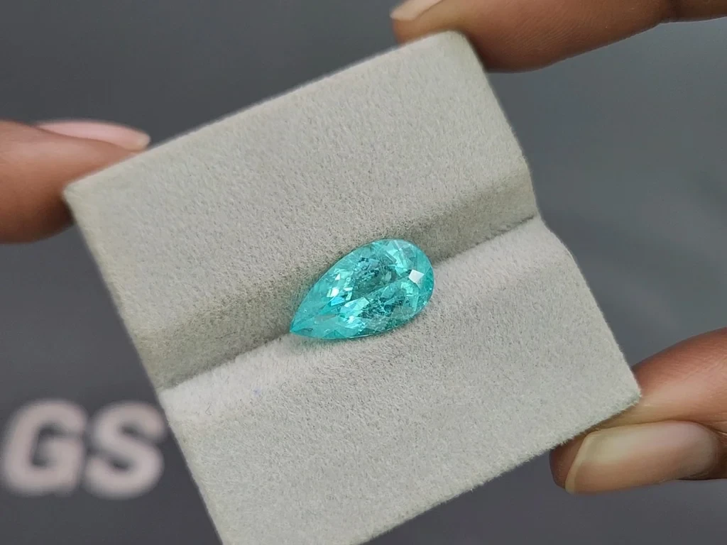 Neon Paraiba tourmaline greenish blue pear cut 3.73 carats, Mozambique Image №4