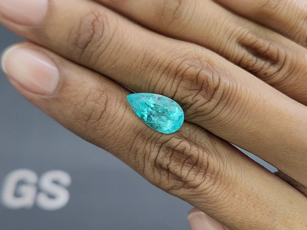 Neon Paraiba tourmaline greenish blue pear cut 3.73 carats, Mozambique Image №2