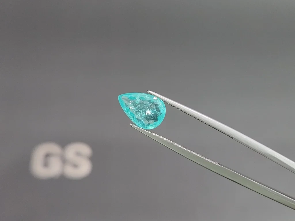 Neon Blue Paraiba tourmaline in pear cut 2.26 carats, Mozambique Image №3
