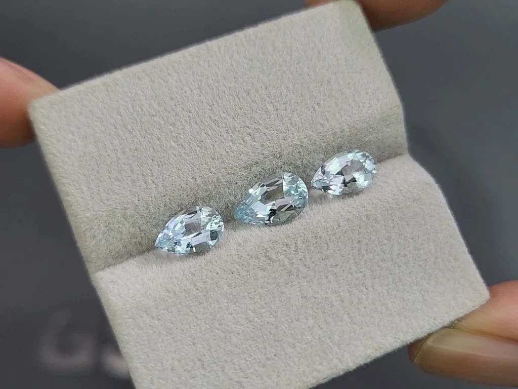 Set of aquamarines pear cut 2.63 carats, Madagascar Image №5