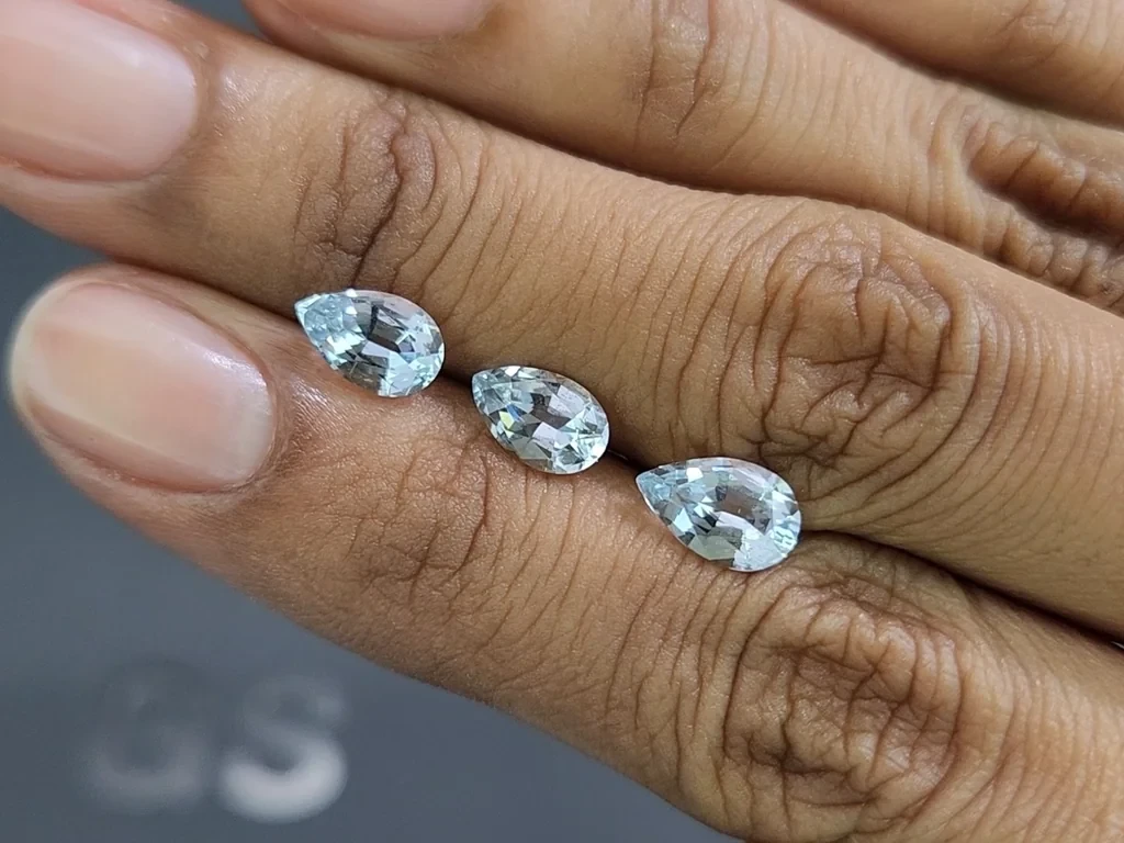 Set of aquamarines pear cut 2.63 carats, Madagascar Image №2