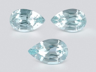 Set of aquamarines pear cut 2.63 carats, Madagascar photo