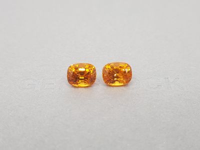 Pair of vibrant cushion cut spessartines 7.60 ct photo