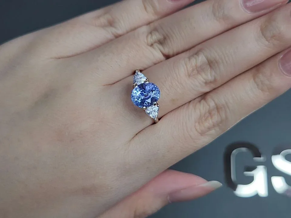Pastel blue sapphire in oval cut 3.63 carats, Sri Lanka Image №5