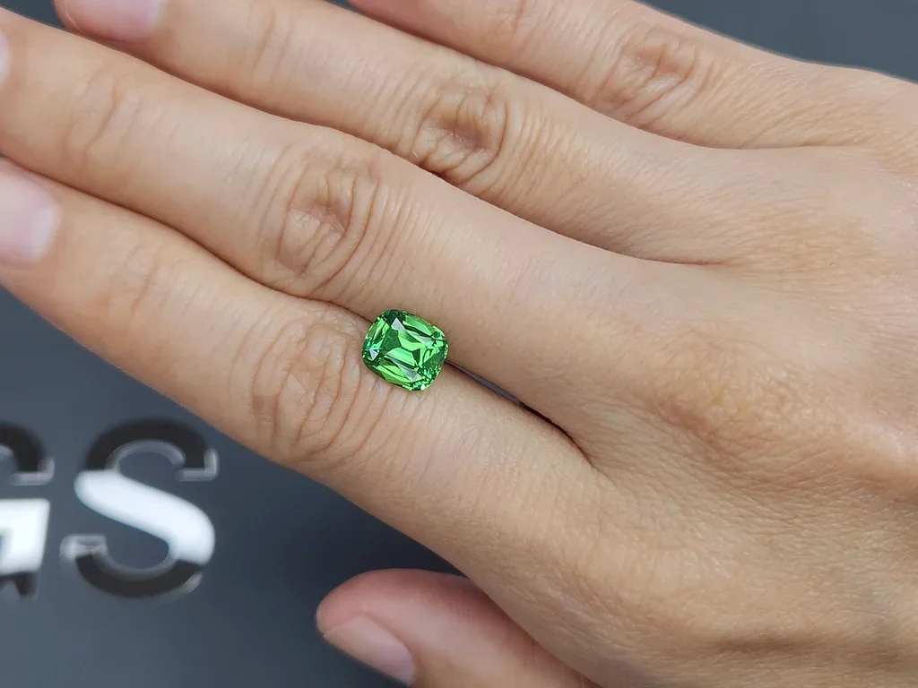 Neon Green tsavorite garnet in cushion cut 2.04 carats, Tanzania Image №2