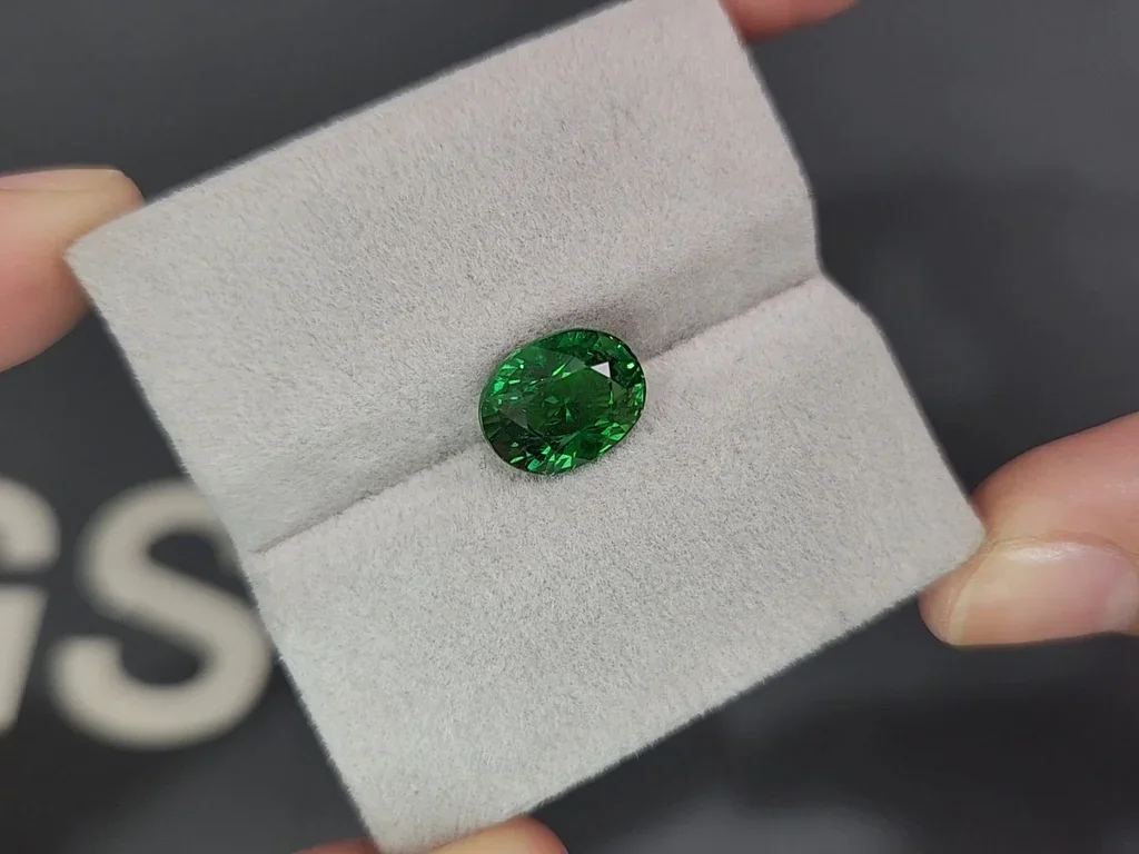 Garnet tsavorite Vivid Green oval cut 4.05 carats, Tanzania Image №4
