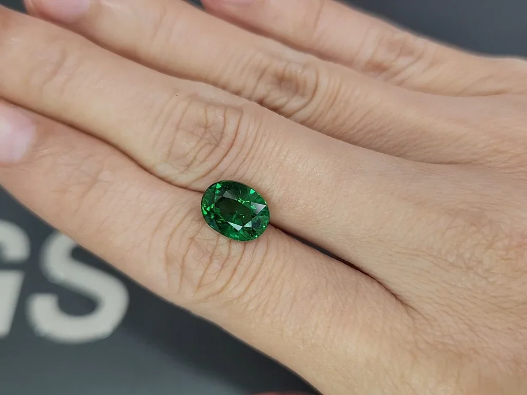 Garnet tsavorite Vivid Green oval cut 4.05 carats, Tanzania Image №2