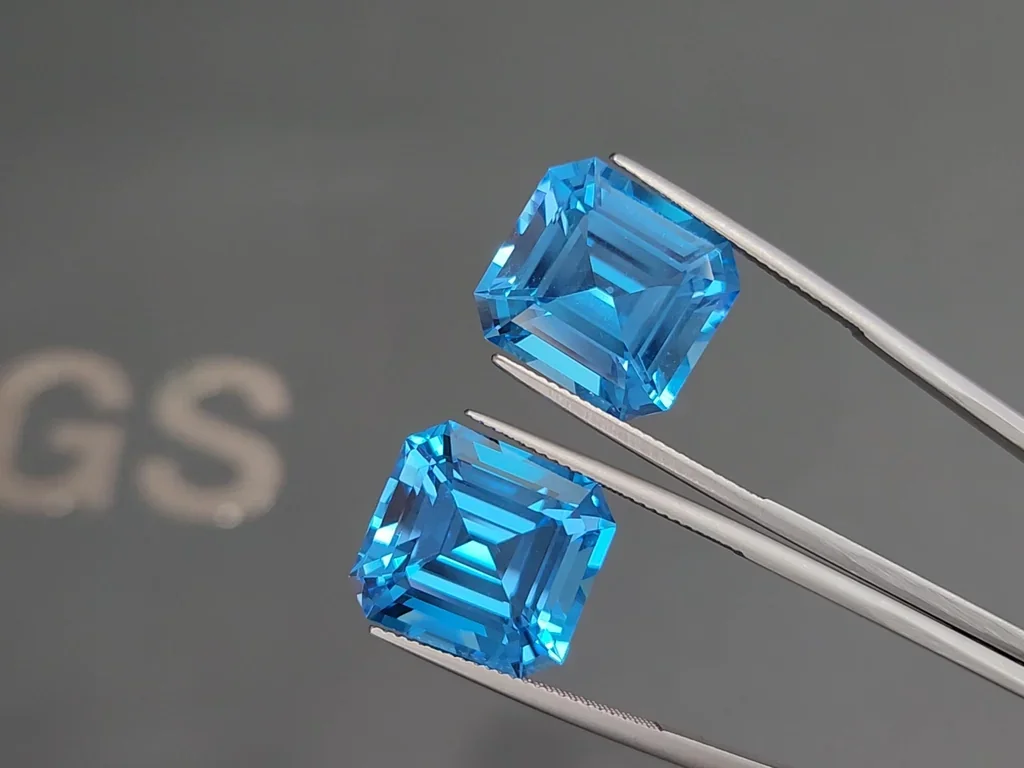 Pair of topaz Swiss Blue octagon cut 36.31 carats, Brazil Image №3