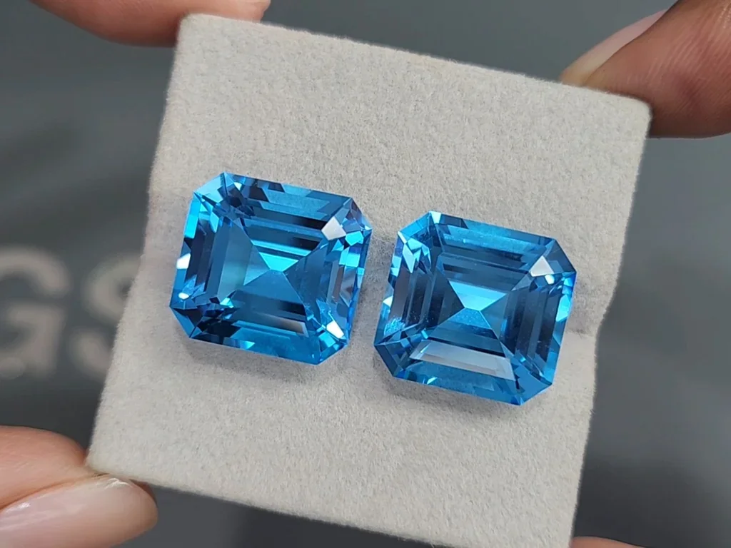 Pair of topaz Swiss Blue octagon cut 36.31 carats, Brazil Image №4
